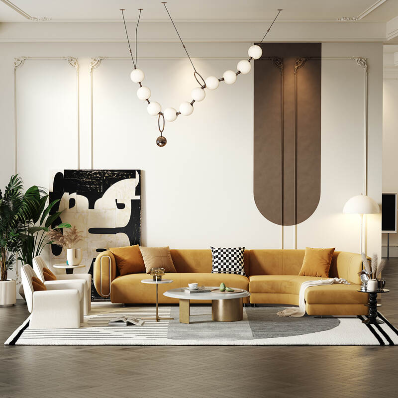 Italian L shape Floor Modular Sectional Mordern Fabric sofa set
