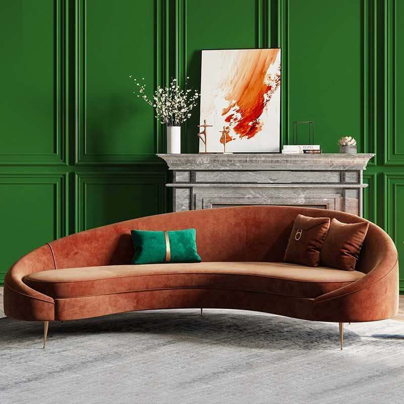 Luxury velvet fabrics sofa C shape lounge sofa