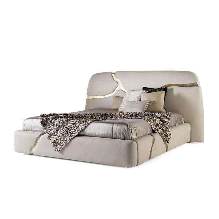 luxury leather king bed for family living room Hotel Villa apartment